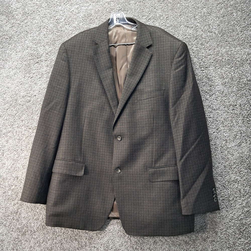 Daniel Hechter Paris Mens 46R Brown Wool Two Button Blazer Sport Coat